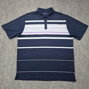 Nike Golf Shirt Mens XL Navy Blue Stripe Short Sleeve Polo Dri-FIT Performance